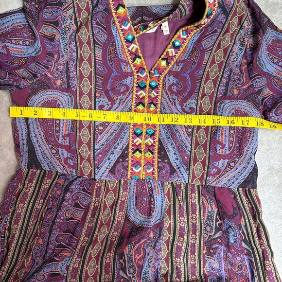 Soft Surroundings The Mira maxi Dress Purple Bohemian Paisley Sz M - Picture 7 of 9